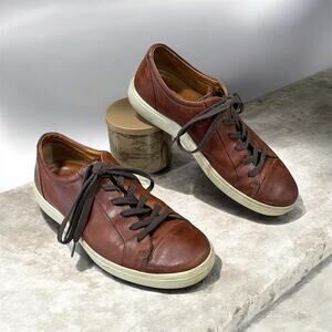 Ecco Soft 7 Retro Sneakers Men’s Size 7-7.5 Shoes Brown Cognac Leather Lace Up